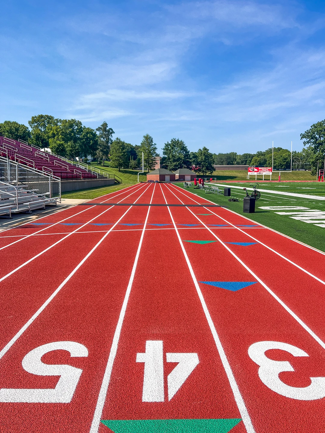 Close up view of track lanes at Benedictine college