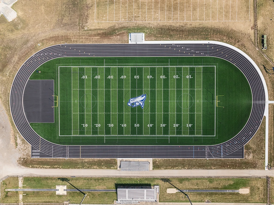 Aerial view of Auburn-Washburn Middle School football field